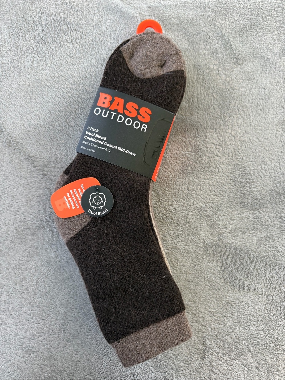 (3 Pack) Men’s Wool Blend Cushion Casual Socks – Brown